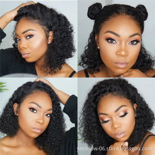 10a grade raw curly indian 4*4 lace closure wig 100% wholesale price Bob wig  mink brazilian lace human hair wigs